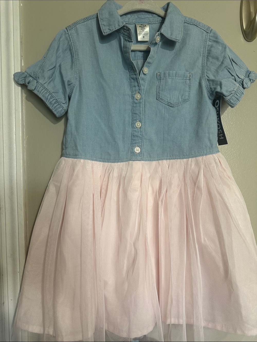 OshKosh B'gosh Light Blue Chambray Top with Pale Pink Tulle Skirt